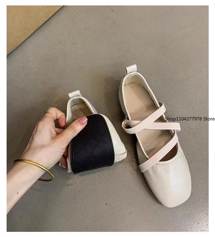 Fashion Spring Ballet Flat Shoes Women Comfy Leather Shoes 2025 Women Luxury Women Square Toe Flat Mary Janes Ladies Shoes Double Buckle