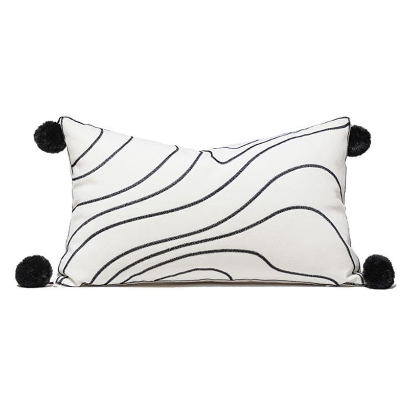 Скандинавская поясничная наволочка с помпонами, однотонная, декоративная, прямоугольная, оптовая продажа