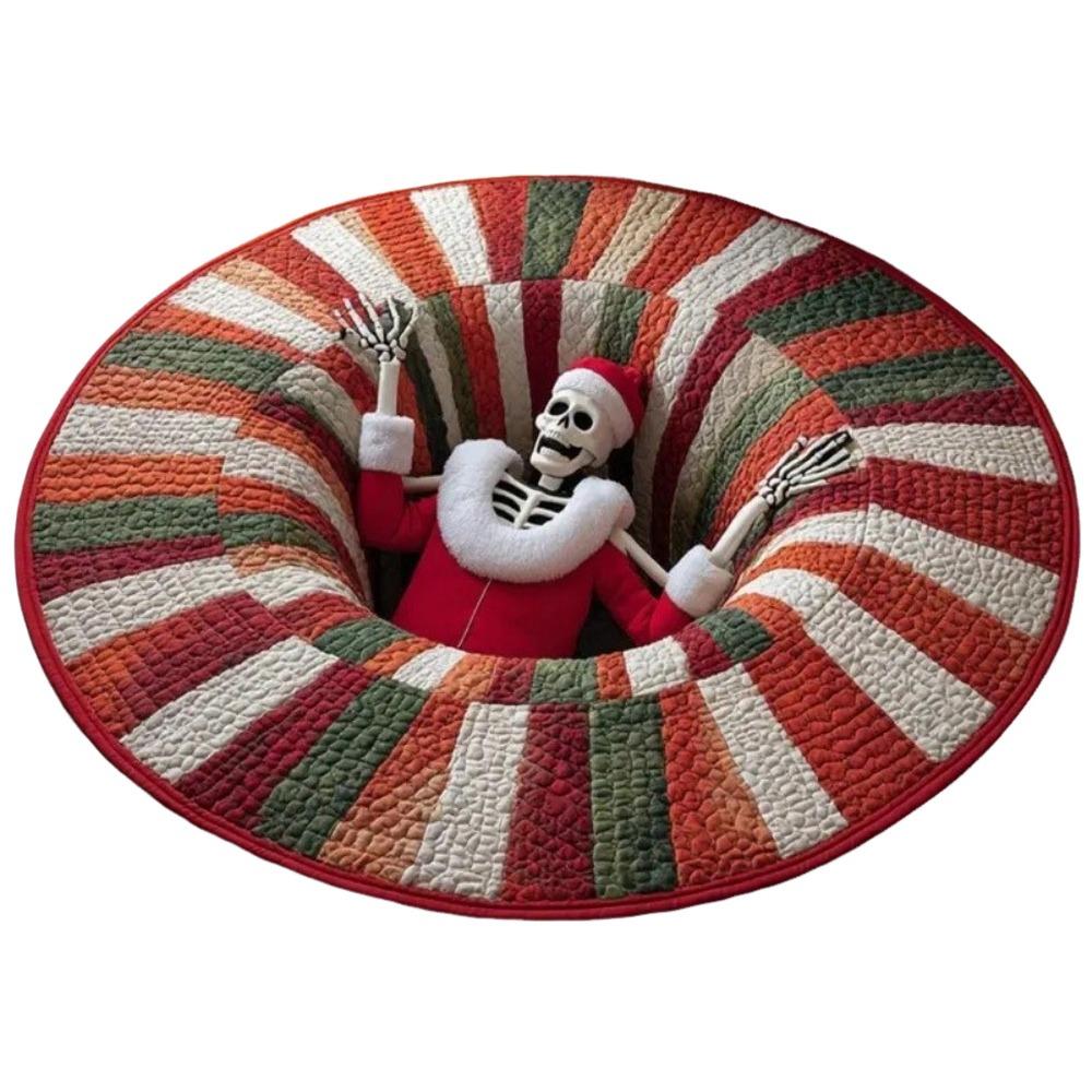 60*60cm Christmas Round Carpet 3D Special-shaped Crystal Velvet Santa Claus Floor Mat Anti-Slip Atmosphere Decoration