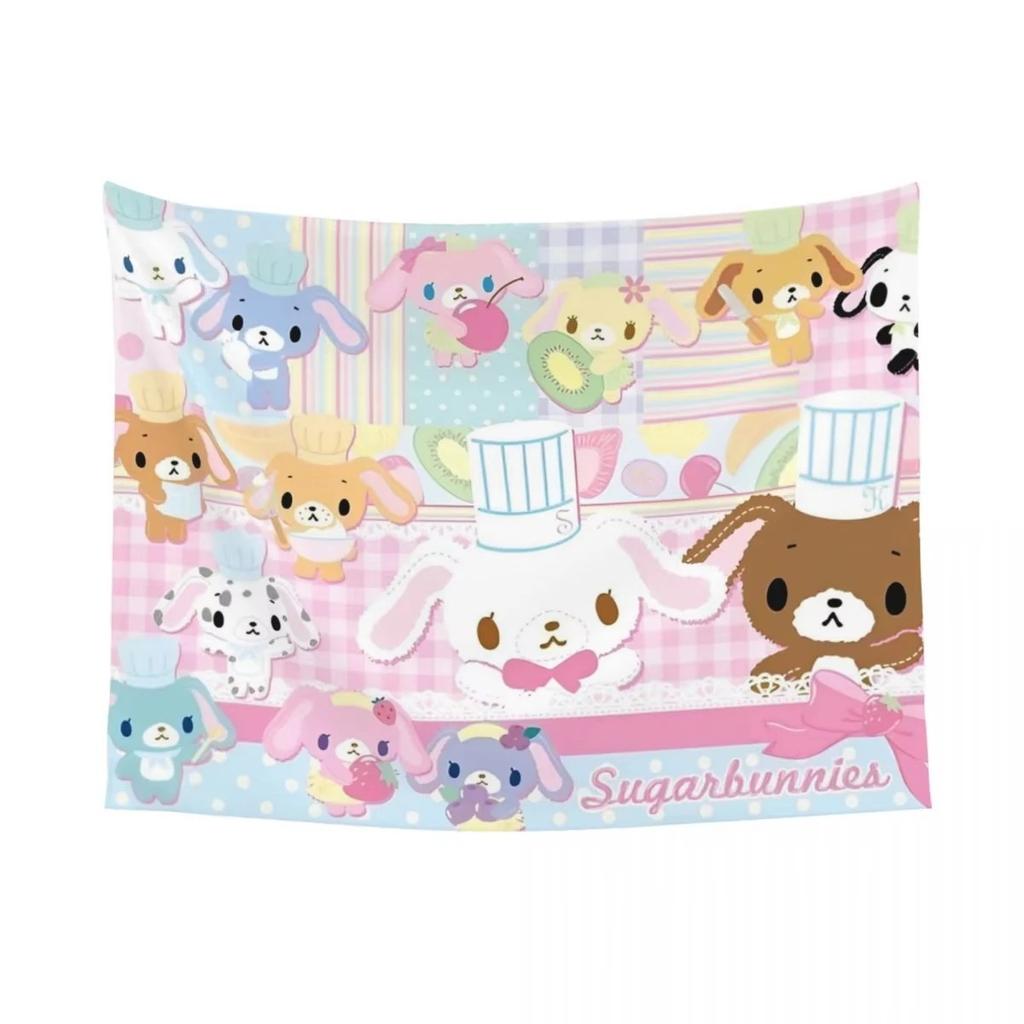 Sanrio Sugarbunnies Anime Printed Large Tapestry Wall Hanging Hippie Wallpaper Kawaii Cartoon Decoration Living Room Bedroom Hom