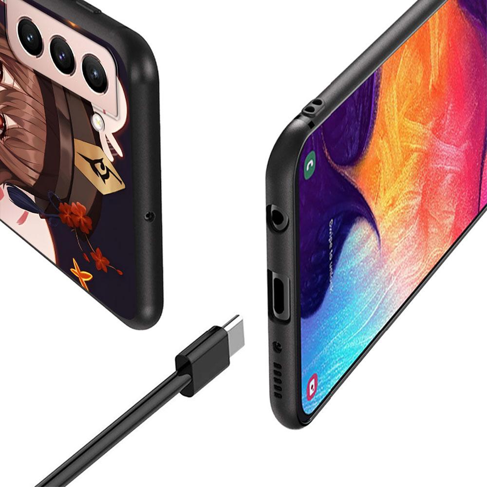 Чехол Genshin Impact Hu Tao для Samsung Galaxy S23 S21 S22 S20 FE S9 S10 S24 Ultra S10e S9 Plus, мягкий черный чехол из ТПУ для телефона, бампер