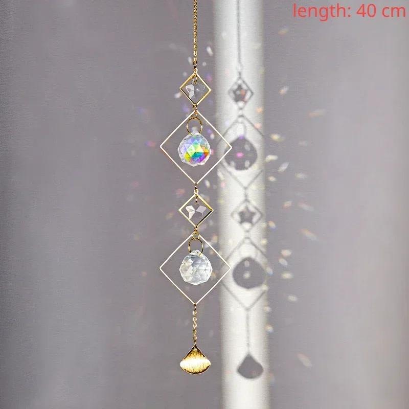 Crystal Suncatcher Sun Moon Tree Wind Chime Prisms Hanging Angel Butterfly Pendants Rainbow Chaser Garden Decor Window Drop Bell