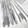 7pcs Korean Fashion Gel Pen Simplicity White Transparent Solid Color Stationery Gel Pen 0.5mm Black Ink Scrapbook Dry Quick Pen