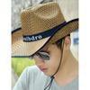 Men Outdoor Sun-Proof Straw Hat Sun-Proof Outdoor Summer Seaside Beach Western Denim Men Sun Hat Fishing
