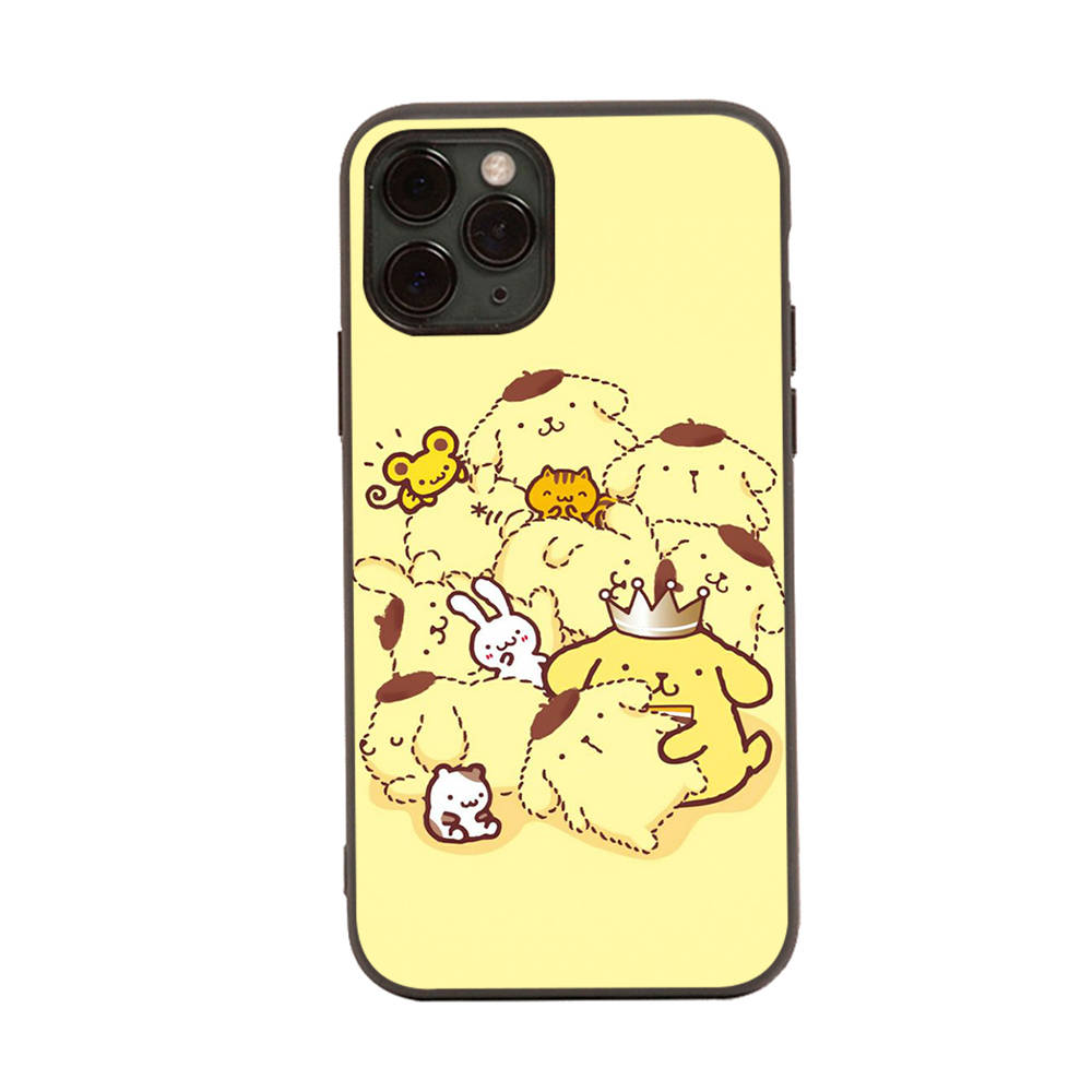 HK27 Мультяшный черный чехол Pompom Purin для iPhone 16 15 Plus 14 13 Pro 8 SE XR XS Max P30 Nova 5T Y5P Y6 Y7 Y8P Y9 Realme C30 C33 C31 VIVO Y36 V27