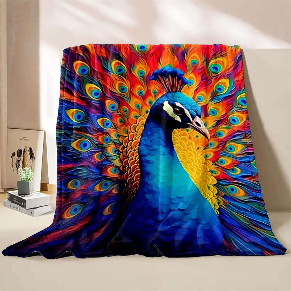 6 Sizes Peacock Art Print Blanket Warm Soft Comfortable Home Travel Blanket Sofa Office Bedding Throw Blanket Gift Large Size