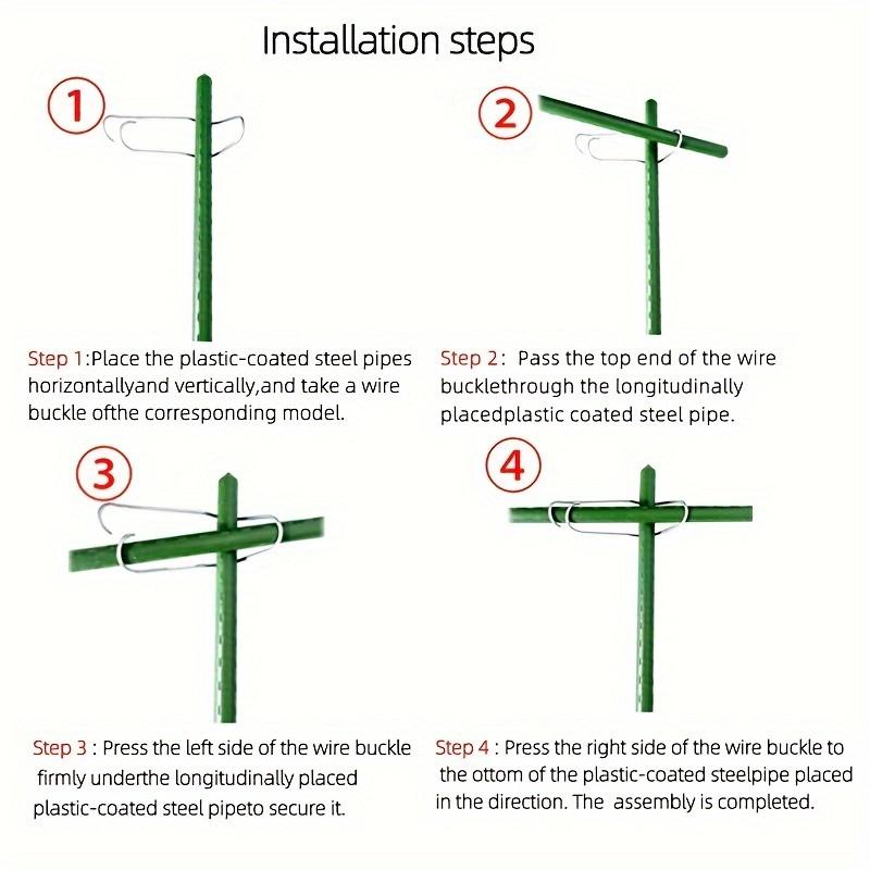 10pcs, Garden Climbing Vine Covered Plastic Steel Pipe Fittings Fixed Buckle Support Pillar Connection Buckle Spring Buckle Home Planting Wire Buckle