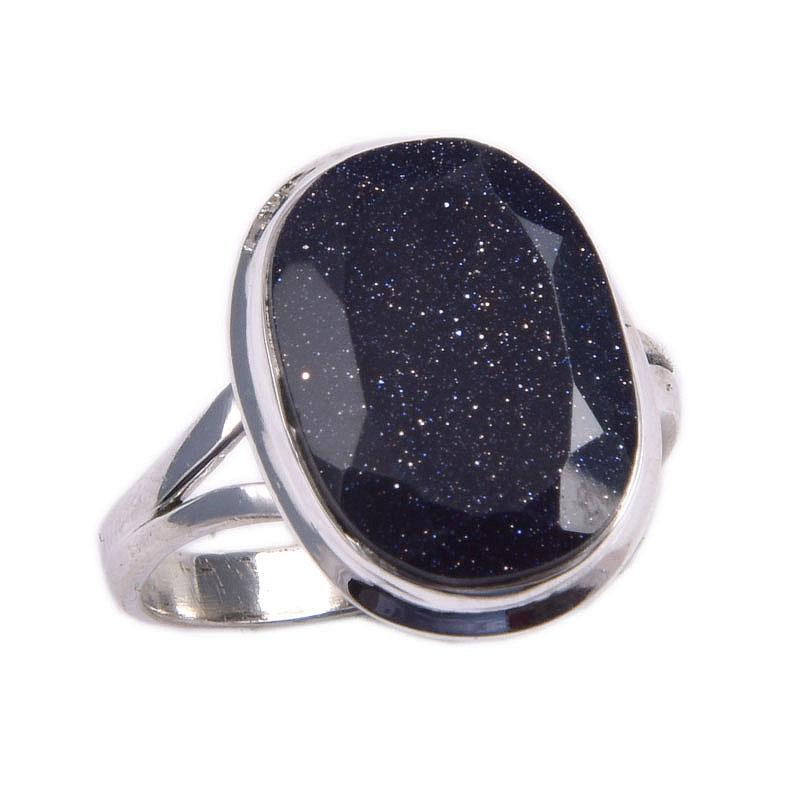 Кольцо из стерлингового серебра 925 пробы с натуральным солнечным камнем S.9 y3K39