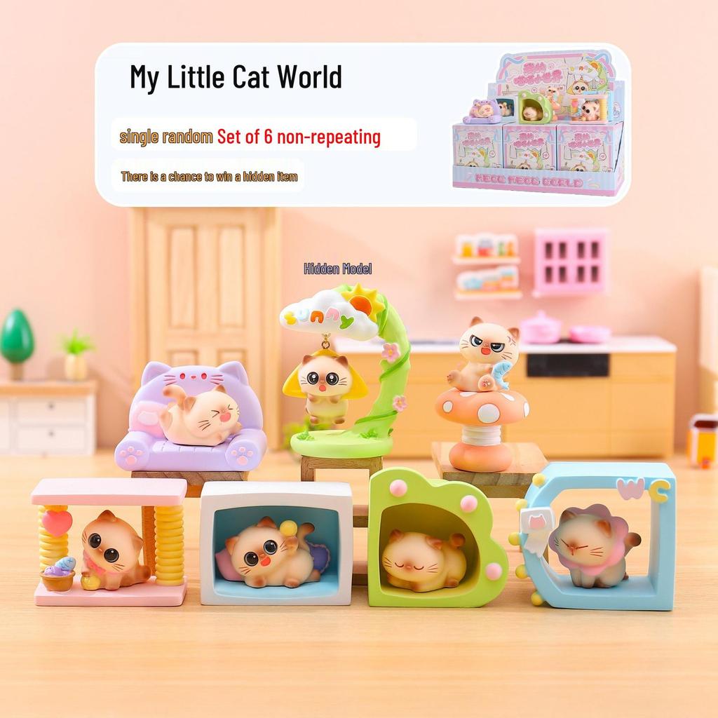 Whimsical Meow Collection Blind Box: Healing Kitten Resin Figurine Gift for Friends, Classmates, and Dorm Decor