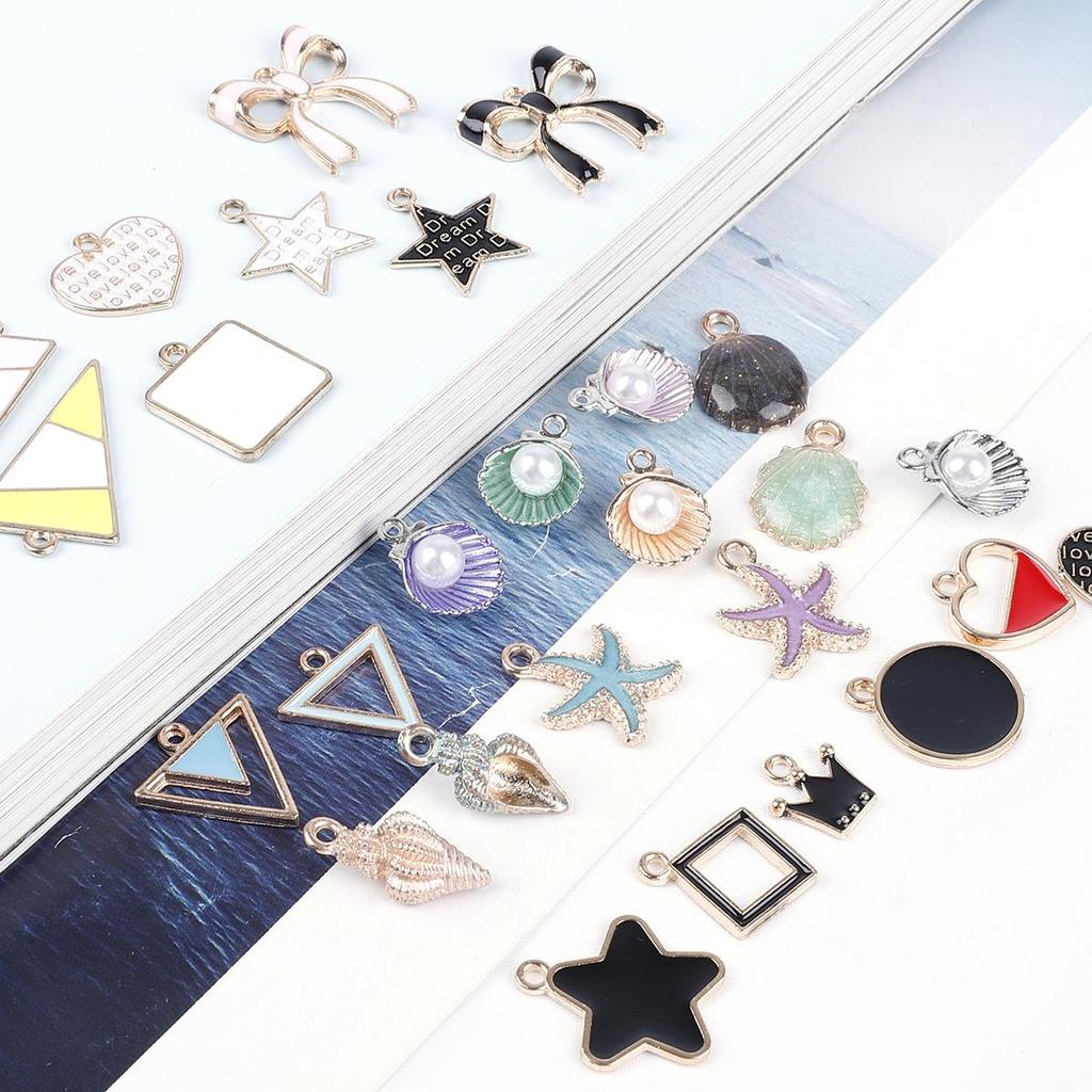 9-12Pcs Multi-Styles Starfish Shell Conch Crown Enamel Charms Pendant For Jewelry Making DIY Bracelet Necklace