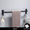 Towel Hanger Wall Mounted 30-50 CM Towel Rack Bathroom Aluminum Black Towel Bar Rail Matte Black Towel Holder with Sticker