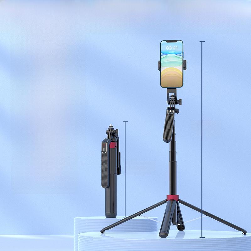 Ручной стабилизатор P185: Алюминиевый сплав Мобильная камера Quadripod & Bluetooth Selfie Stick с заполняющим светом