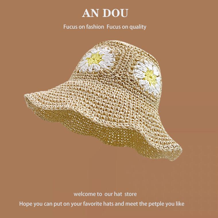 Весенне-летняя милая соломенная шляпа с диким плетением, женская солнцезащитная шляпа для моря, солнцезащитный крем для рыбалки, шляпа с большими полями, показывающая лицо, маленькая шляпа-горшок, прилив