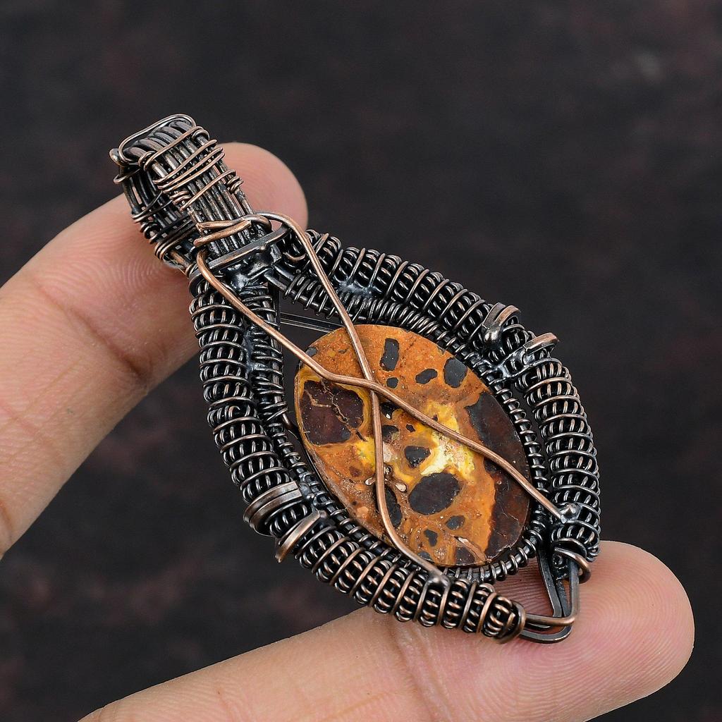 Подвеска из боксита, медная проволока, обернутая подвеска, Радуга, подвеска из лунного камня, драгоценный камень, медные украшения, подарок для мамы, подвеска ручной работы, ювелирные изделия из проволоки