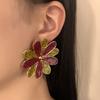 Christmas Personalized, Trendy, Fashionable and Simple Alloy Colorful Large Flower Stud Earrings