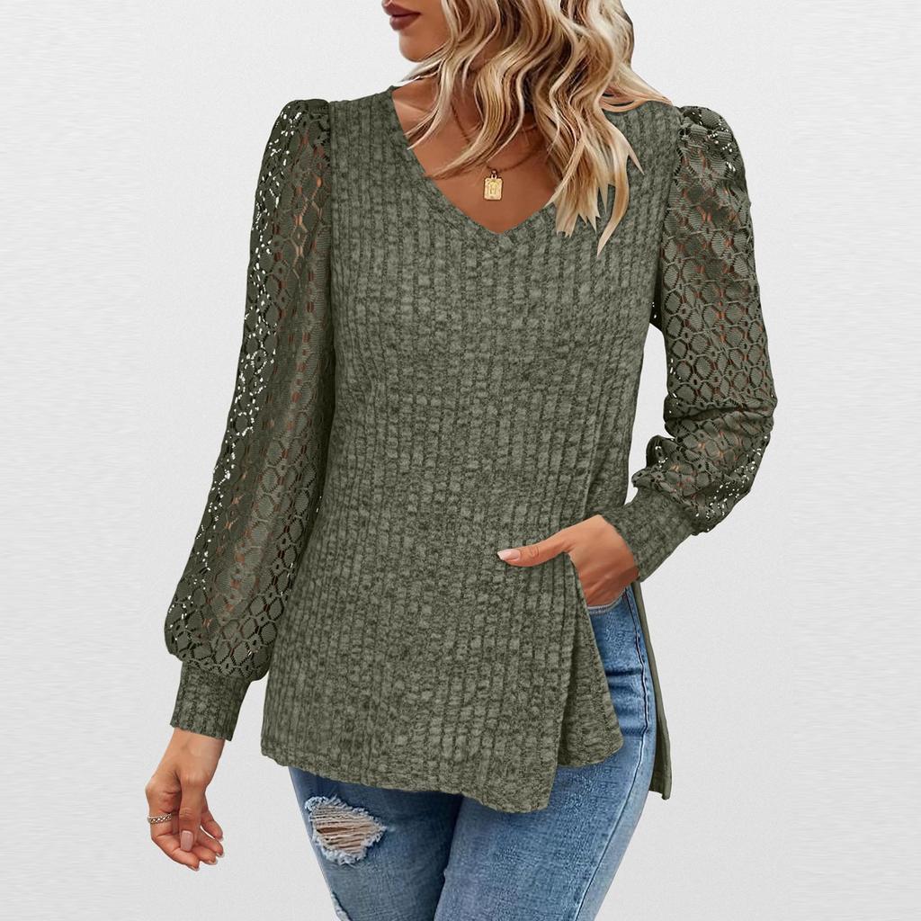 Womens Long Sleeve Work Shirts Lace Tops Fall Fashion Lightweight Sweaters Business Casual Blouses