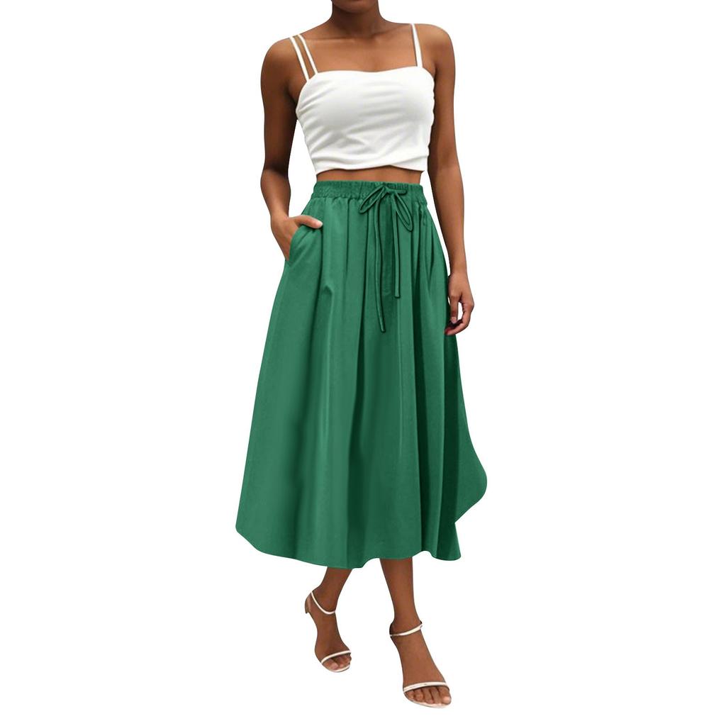 Women's Skirt Bohemian Skirt Solid Color Casual Skirt With Pockets