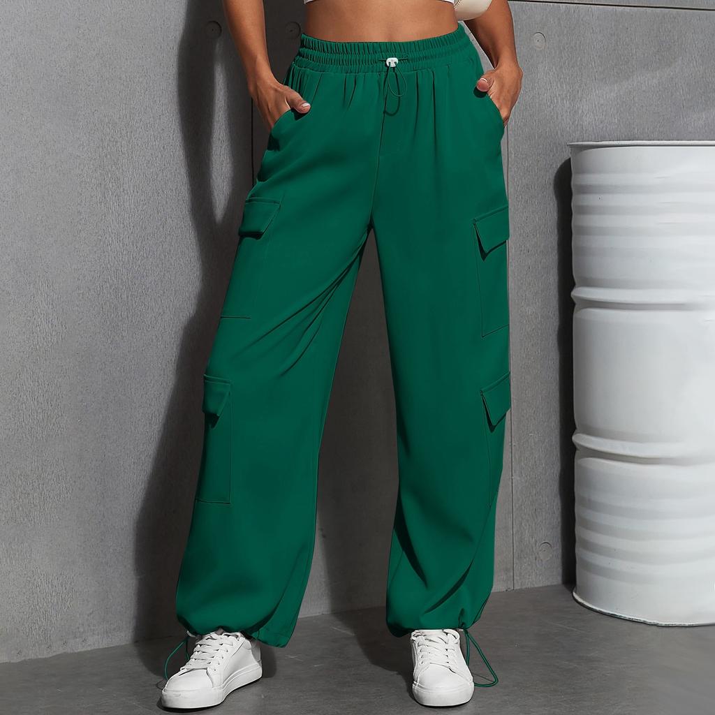 Women's Fashion Sport Solid Color Pocket Casual Sweatpants Pants