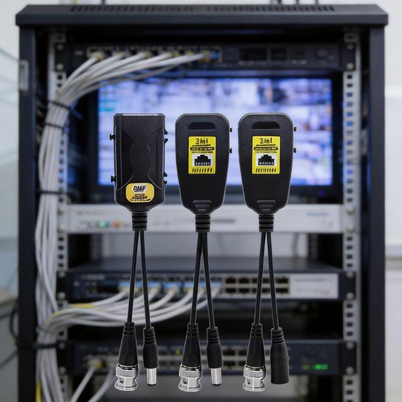 Набор аналоговых видеобалунов для CCTV с разъемом BNC, портом RJ45 и кабелем DC5.5X2.1mm для кабельной разводки камер