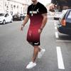 Summer Hot Sale Men's 3D Men's Gradient Suit Fashionable Casual Men's Short-sleeved T-shirt + Shorts Two-piece Sportswear Set