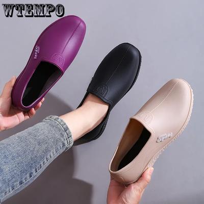 Женские повседневные короткие туфли большого размера из ПВХ, водонепроницаемые, нескользящие, мягкие, толстые, на плоском каблуке