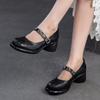 Fashion GKTINOO 2025 Spring New Lolita Genuine Leather Shoes Sweet Round Toe Thick Heel Wrinkled Women's Shoes