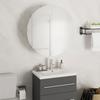 VidaXL Bathroom Cabinet Round Mirror and LED Storage Cabinet Vanity Unit Toilet Home Interior White 345583