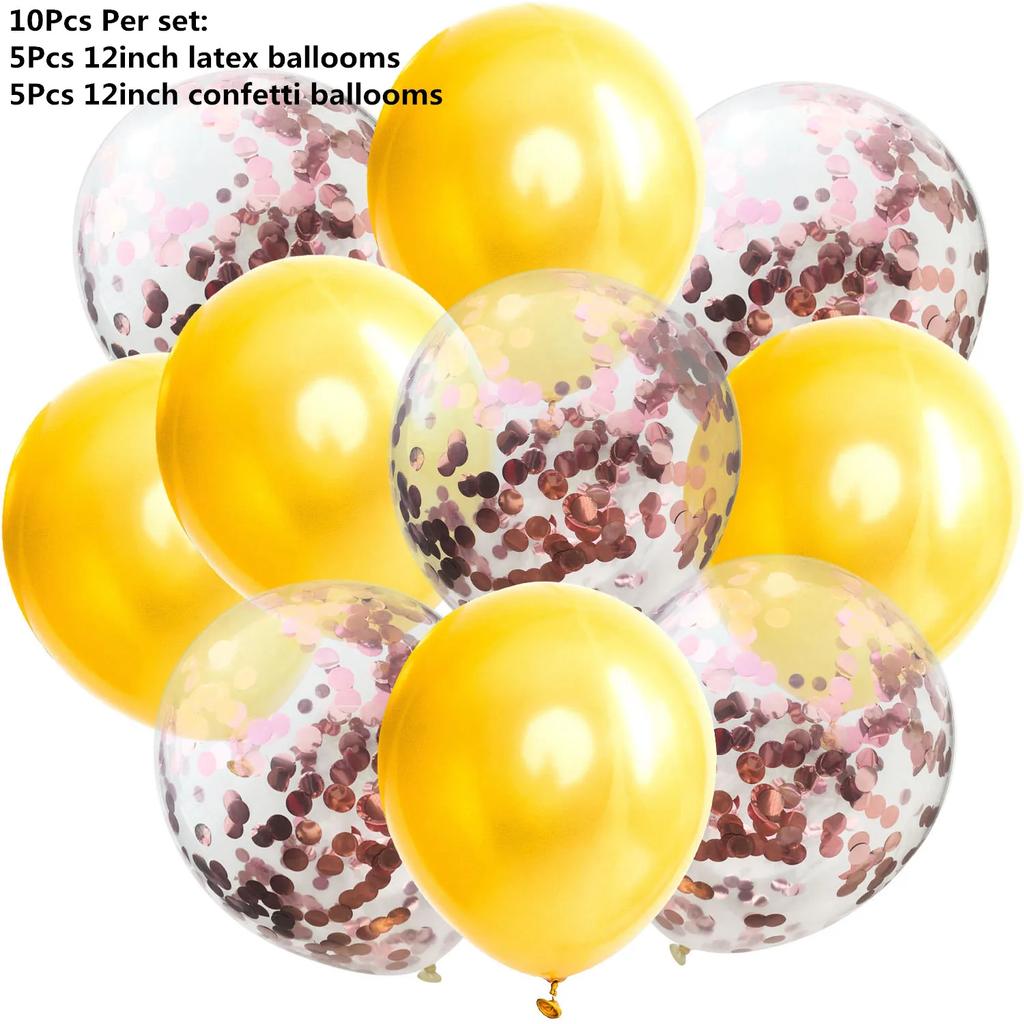 10/14 шт. Микс из розовых розовых шаров, сердечек, звезд, розового золота, конфетти, шары для украшения дня рождения, детей, взрослых, воздушные шары, свадебные шары