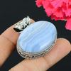 Blue Lace Agate Gemstone Pendant Solid 925 Sterling Silver Pendant Jewelry Gift For Unisex
