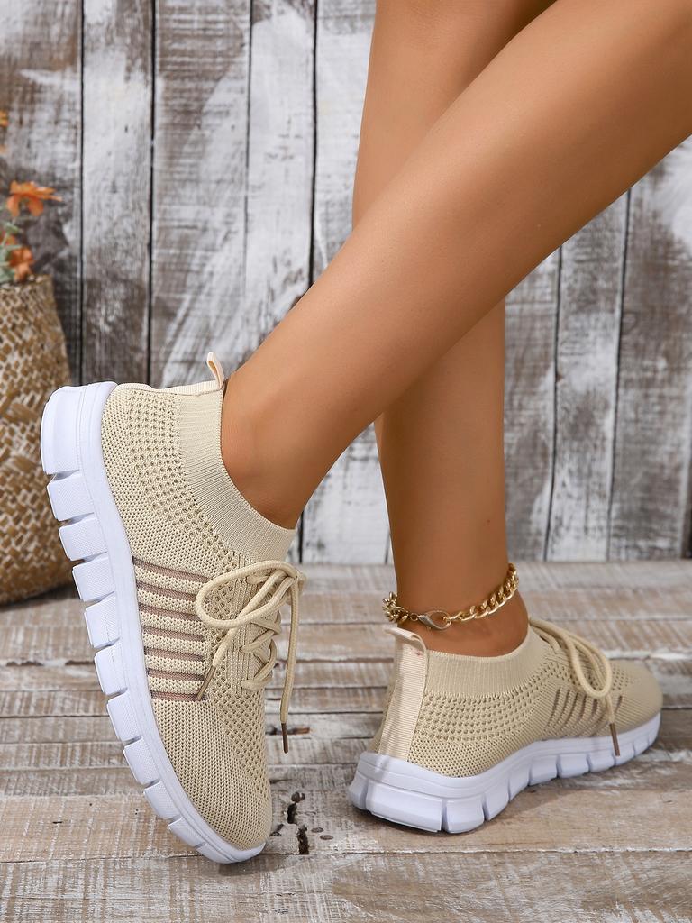 Женские кроссовки, дышащие повседневные женские носки, женская обувь на шнуровке на плоской подошве, женские вулканизированные кроссовки для бега