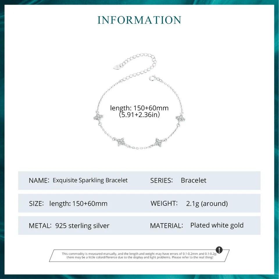 Браслет BAMOER из стерлингового серебра 925 пробы, браслет из белого золота с блестящим цирконом и цветком для женщин и девочек, классический темперамент, изысканные ювелирные изделия, подарки