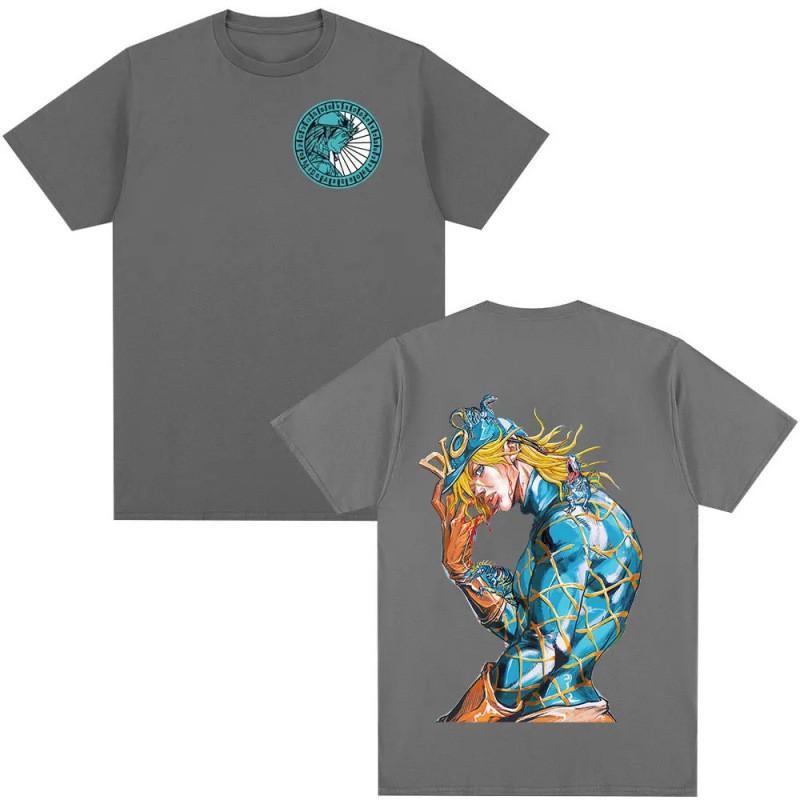 Mens Cotton Graphic Tee JoJo Bizarre Adventure Steel Ball Run Dieg Print Streetwear Short Sleeve T-Shirt