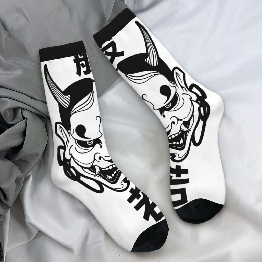 Носки Hannya Mask, забавные носки ONI для женщин и мужчин, средние мягкие носки для скейтбординга, зимние носки с антибактериальным узором