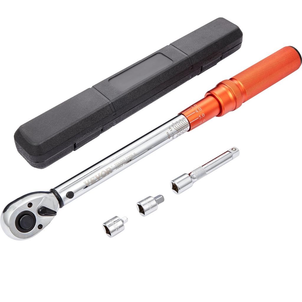 Torque Wrench, 1/2-inch Drive Click Torque Wrench 10-150ft.lb/14-204n.m, Dual-Direction Adjustable Torque Wrench Set, Mechanical Dual Range Scales