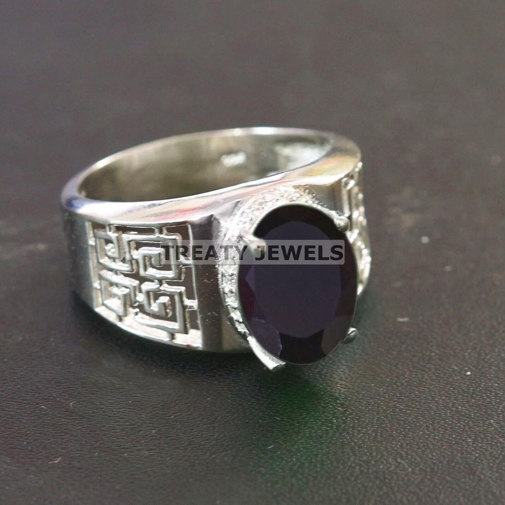 Black Onyx Oval Cut Gemstone With 925 Sterling Silver Ring For Men's #A815 JL375666906487