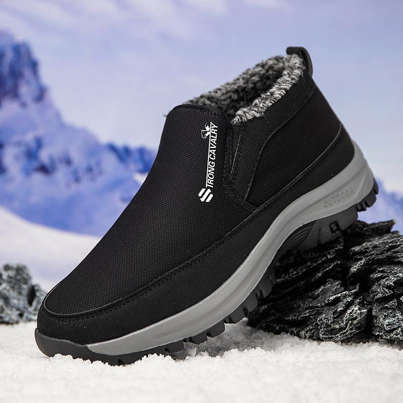 Зимние мужские ботинки на платформе, нескользящие, водонепроницаемые, короткие ботинки для мужчин, теплые, с толстым мехом, рабочие ботинки, мужские ботильоны
