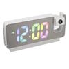 Projection Alarm Clock Adjustable Brightness Colorful Number Rechargeable 12H 24H Snooze LED Mirror