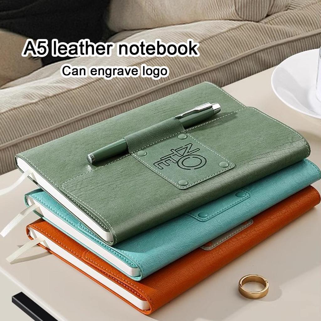 A5 Leather Student Subject Notebook, Thick Diary, Buckle Work Notebook, Business Meeting Record Book, Excerpt Book, Lined Pages, Travel Diary