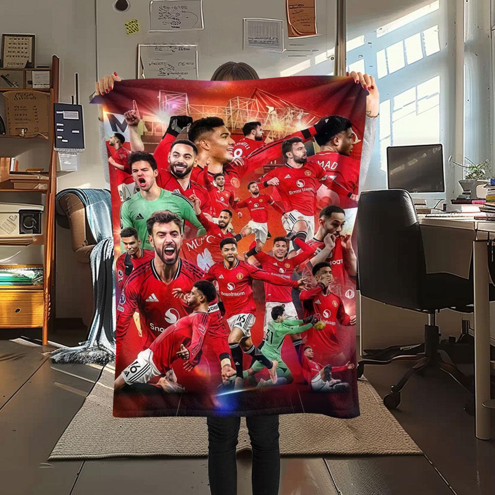 Glossy MUFC Stickers Blanket, High quality Comfortable for All Seasons, Home Decor, Warmth and Comfort