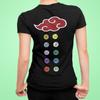 Naruto Akatsuki Logo Rote Wolken Und Ring Ring Symbole Anime Bio T-Shirt Damen
