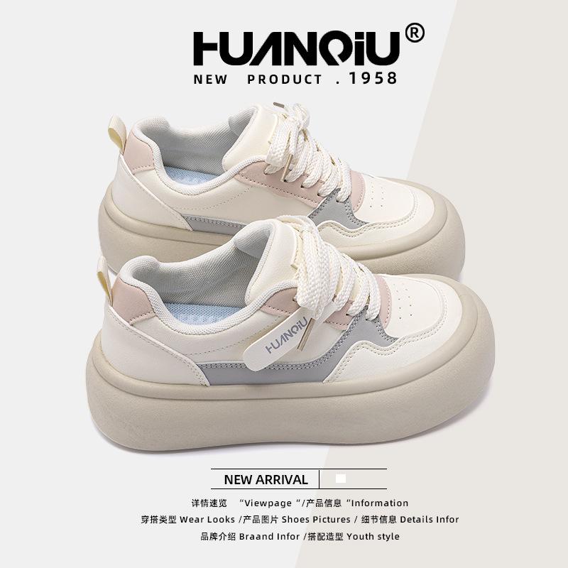 Global Platform White Shoes Women's ZHQ5886 Spring New Heightening Versatile Sports Women's Shoes Student Trend Board Shoes