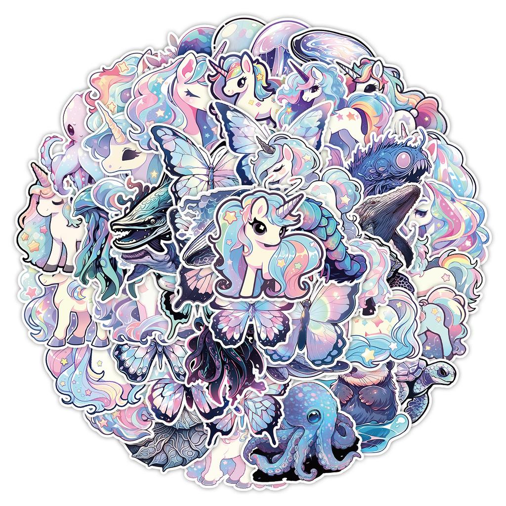 50 Unicorn Problem Holographic Stickers Car Skateboard Luggage Decoration Stickers Waterproof Creative Stationery Stickers