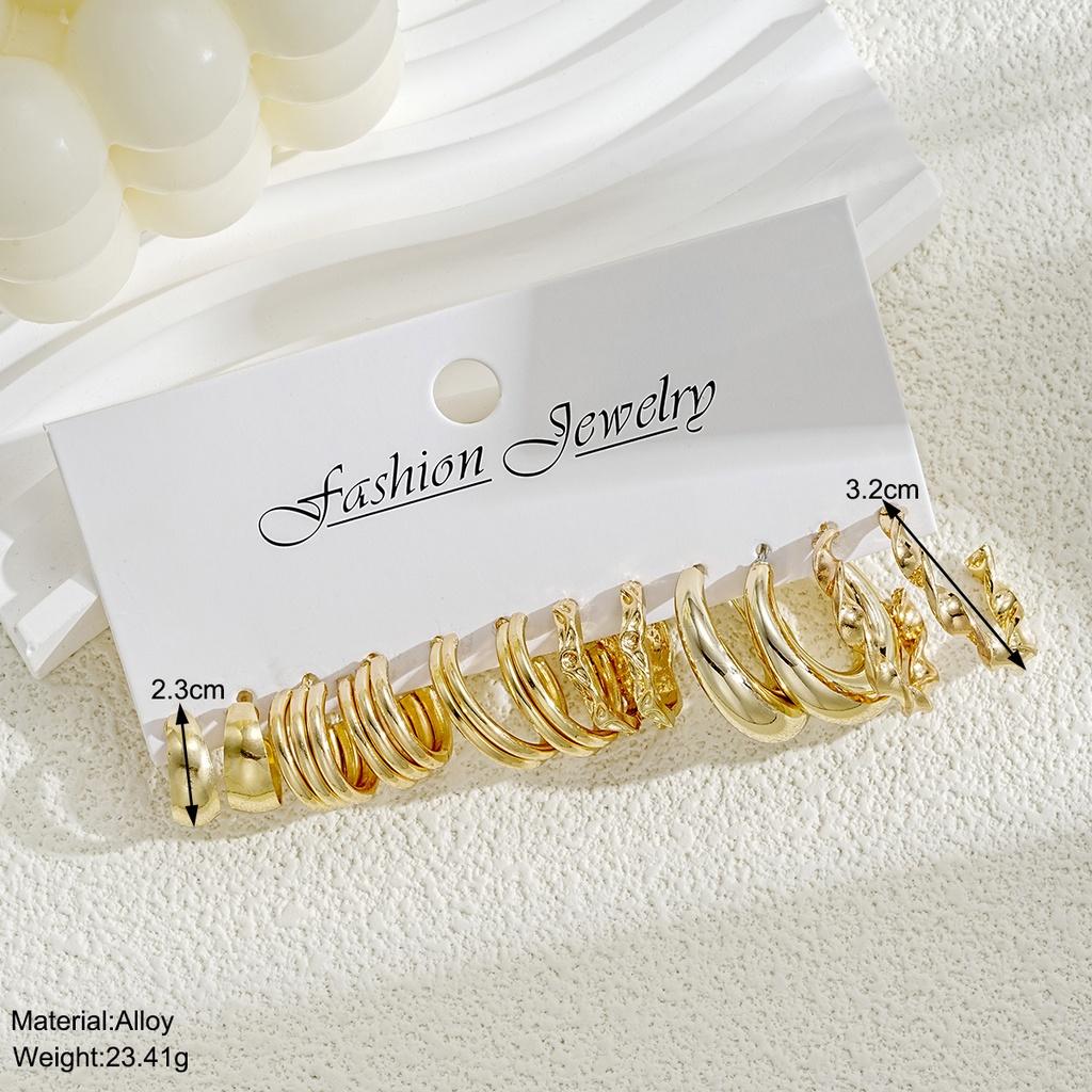 6 пар ретро многослойных серег-кольцов, золотые круглые серьги для женщин, ювелирные аксессуары