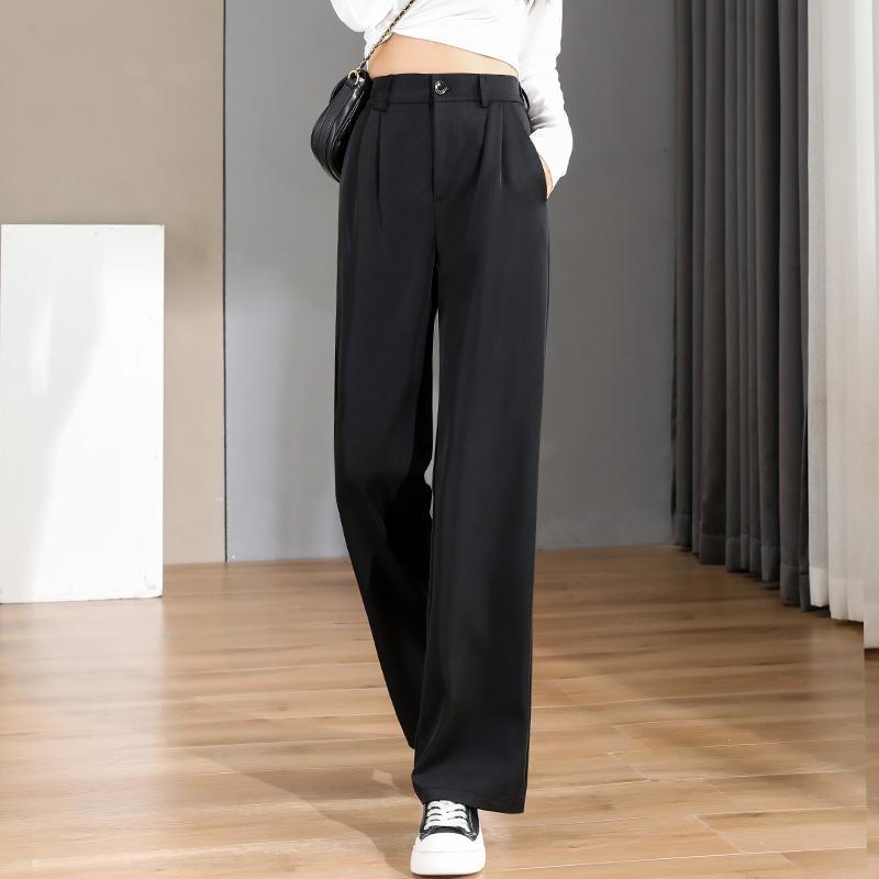 Women Chic Office Wear Straight Pants Vintage High Ladies Trousers Baggy Korean 2023 Spring/Summer/Autumn Wide Leg Female