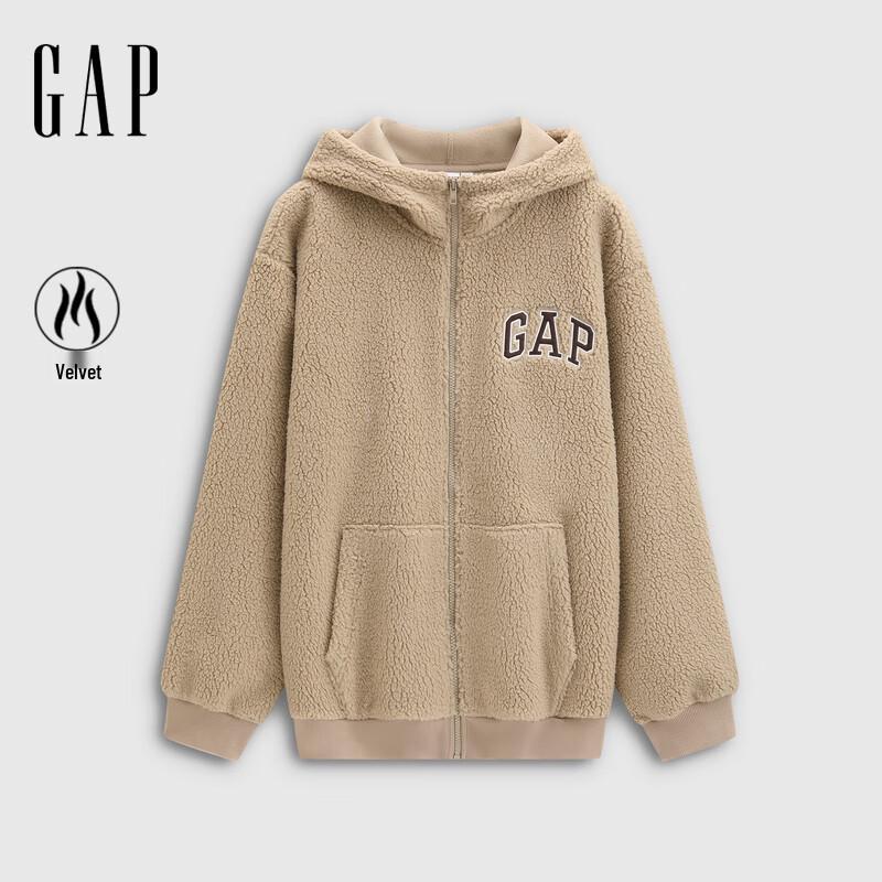 Gap Унисекс худи на молнии с вышитым логотипом и искусственным мехом Шерпа