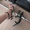 Весна и лето 2024 года, новые босоножки с открытым носком и пряжкой из одного слова, украшенные стразами, темпераментные, светские, сексуальные, на высоких каблуках, мужские туфли-шпильки