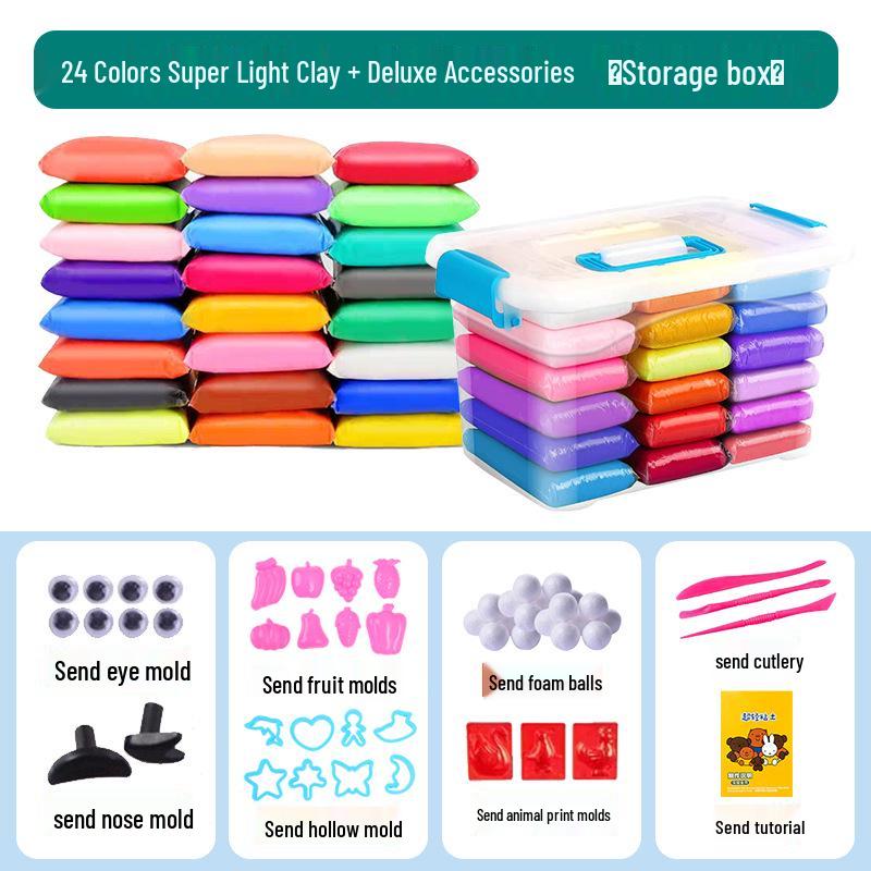 Super Light Clay: 12, 24, or 36 Color Sets for DIY Modeling, Eraser Clay, and Educational Space Clay
