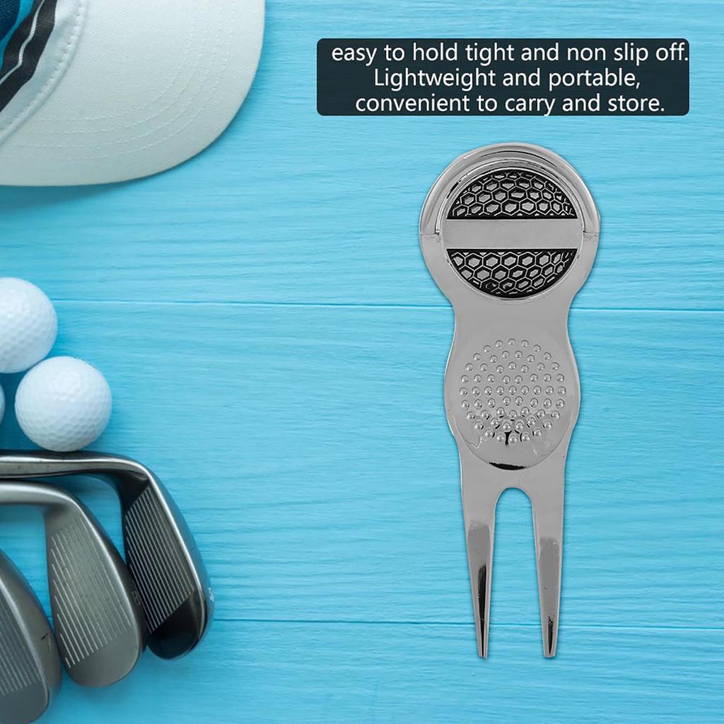 Портативный металлический инструмент для ремонта ямок для гольфа, вилка для паттинг-грина с маркером для мячей для гольфа(ГОЛЬФ)
