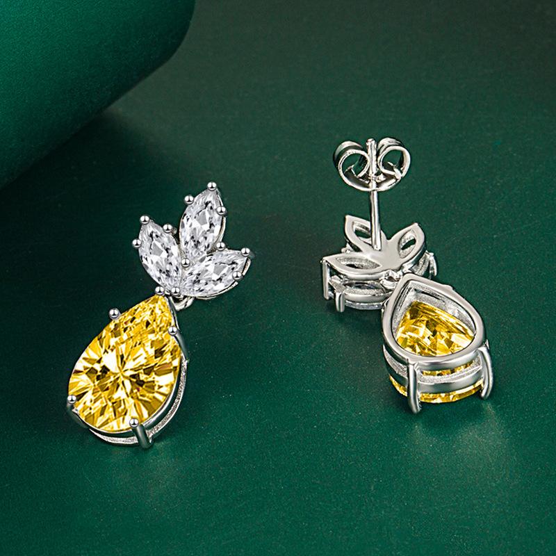 BELLA BOX Роскошные женские серьги-гвоздики в форме капли с цветком, подарок на свадьбу, помолвку и вечеринку