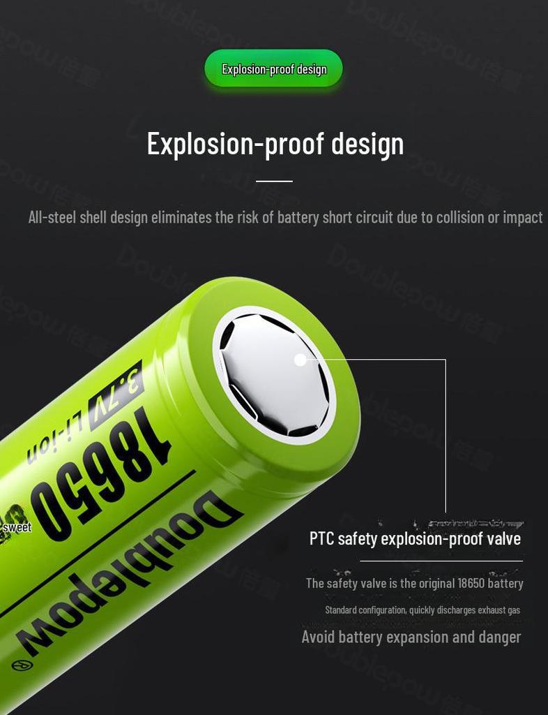 High-Capacity 12950mWh 3.7V 18650 Lithium Battery for Flashlights & Portable Fans